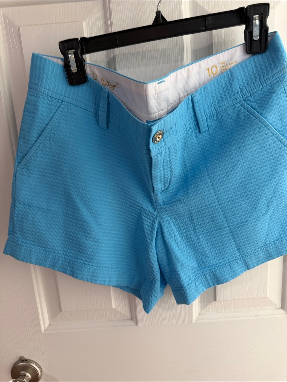 Lilly Pulitzer Bright Blue Textured High-Rise Shorts